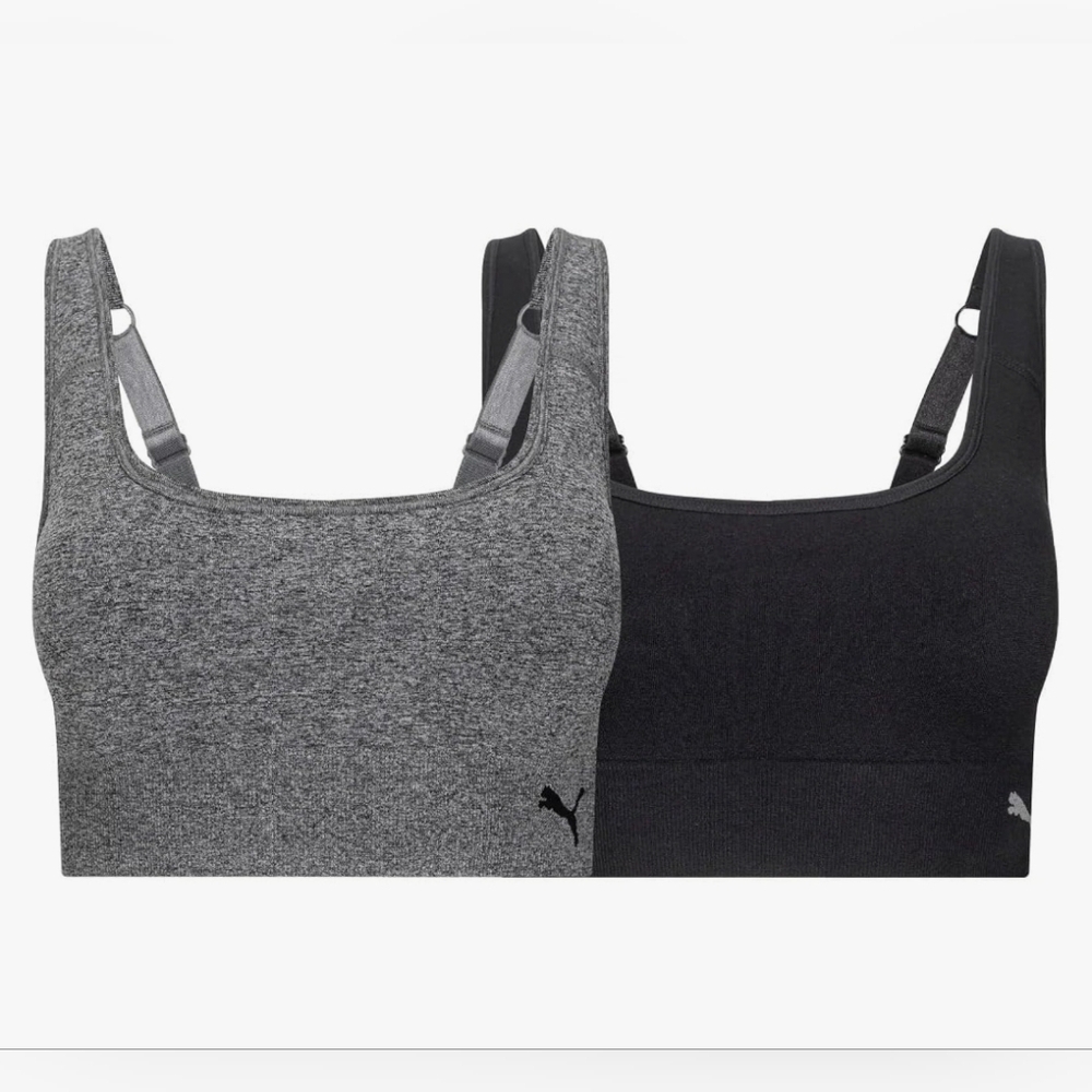 New Puma Womens Seamless Sport Bras With DryTech 2 Pack